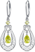 Teardrop Birthstone Dangle Drop Earrings Sterling Silver Infinity Filigree Leverback Earrings, Infinity Love Birthday Anniversary Valentines Day Gifts for Her Women Mom Wife