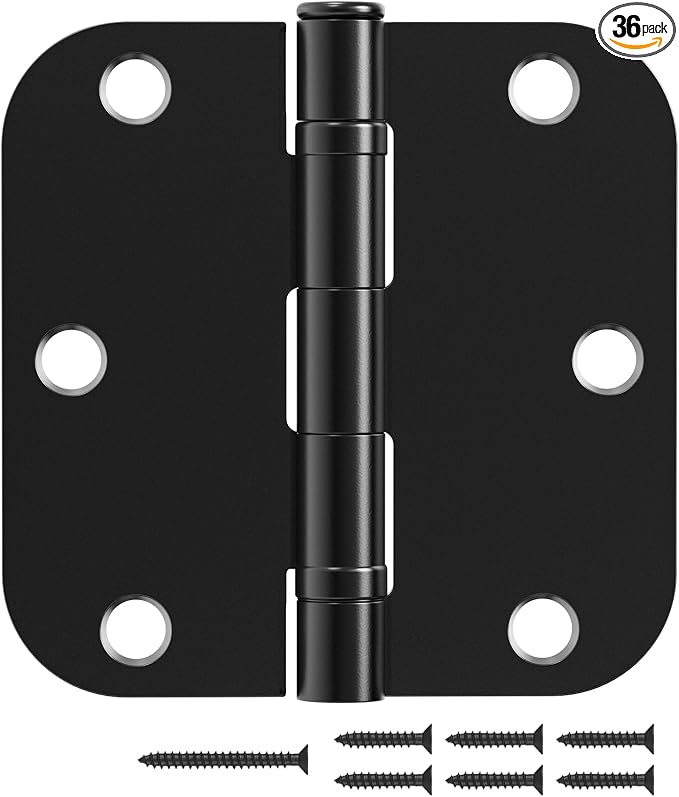36 Pack Matte Black Door Hinges 3.5 Inch 5/8" Radius Ball Bearing | Interior by JIWDOORHINGESFORHOME