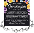 To My Granddaughter Bracelet from Grandma and Grandpa, Heart Chain Bracelet with Shiny Stones, Perfect Birthday or Graduation Christmas Gift for Granddaughter with Message Card and Gift Box