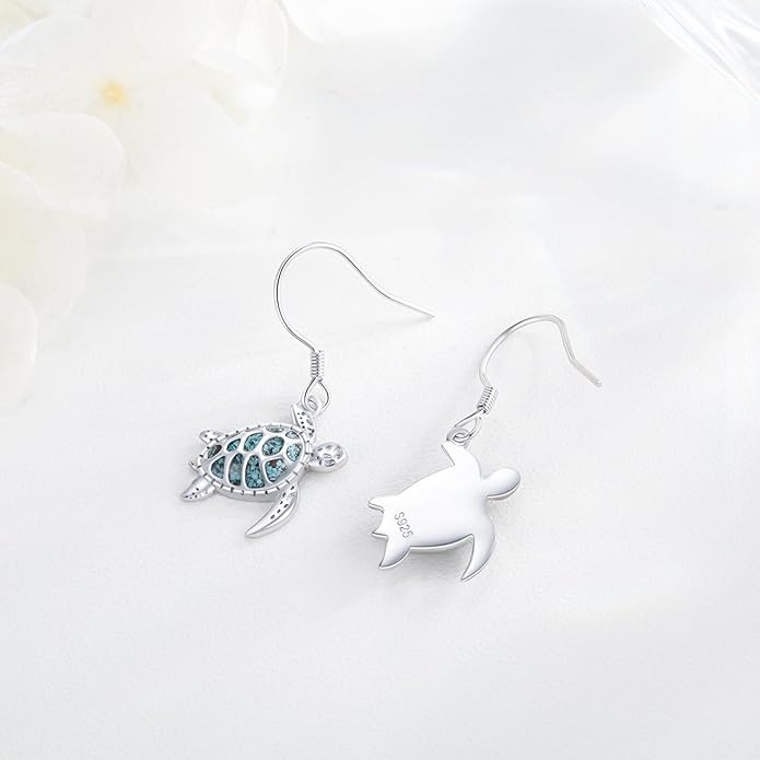 Ocean Earrings 925 Sterling Silver Turquoise Sea Animal Dangle Drop Earrings Beach Themed Jewelry Gifts for Women Girls