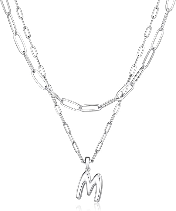 adoyi Valentines Day Gifts for Women Hers Dainty 14K Gold Plated Heart Initial Necklaces Layered Letter A-Z Pendant Necklace Stack Trendy Jewelry Birthday Valentines Day Gifts for Women Jewelry