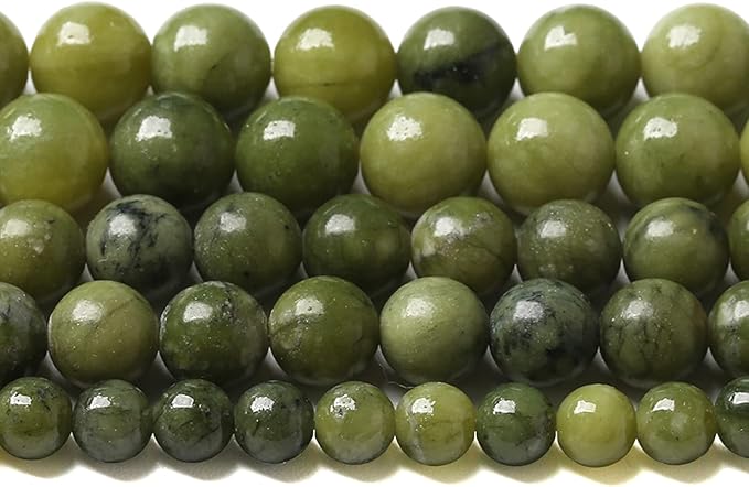 120PCS 6MM Natural Stone Chinese Green Jade Loose Beads for Jewelry Making DIY Bracelet Necklace