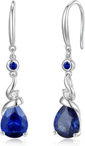 FANCIME Women Drop Earrings 925 Sterling Silver with Pear Gemstone Dangle Birthstone Earring Fine Jewelry Birthday Gifts for Women