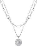Yoosteel Valentines Gifts for Women Her - Gold Layered Initial Necklaces for Women 14K Gold Plated Dainty Layering Paperclip Link Chain Necklace Coin Initial Necklace Birthday Gifts for Teen Girls