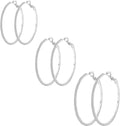 925 Sterling Silver Earrings Large Rhinestone Hoop Earrings Big Cubic Zirconia Hoop Earrings Thin Rhinestones Round Hoop Earrings for Women 20/30/40/50/60/70mm Sparkly Hoops With Crystals for Womens