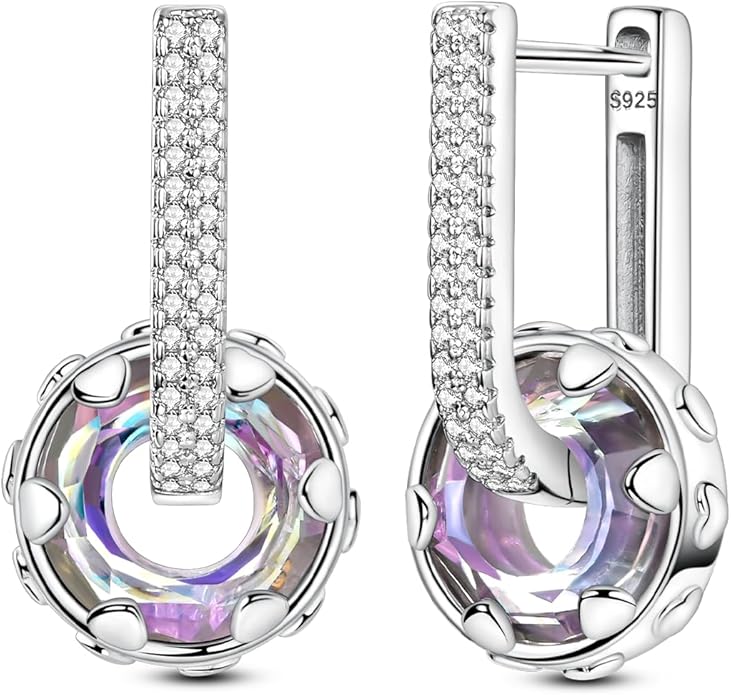 LAZA 925 Sterling Silver Hoop Earrings for Women, Hypoallergenic Huggie Butterfly Dangle Drop Earrings Colorful Flower Earrings Jewelry Gifts