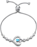 AGVANA Valentines Day Gifts Heart Birthstone Bracelets for Women Sterling Silver Genuine or Created Gemstone Tennis Bracelet Infinity Love Jewelry Anniversary Birthday Gifts for Wife Mom Women