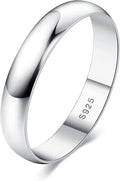 MILACOLATO 925 Sterling Silver Ring for Women Men High Polished Plain Stackable Thumb Rings Tarnish Resistant Wedding Band Ring Comfort Fit Size 4 to 12, 1mm 2mm 3mm 4mm 5mm 6mm