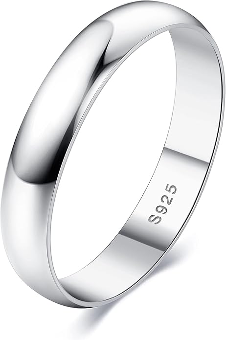 MILACOLATO 925 Sterling Silver Ring for Women Men High Polished Plain Stackable Thumb Rings Tarnish Resistant Wedding Band Ring Comfort Fit Size 4 to 12, 1mm 2mm 3mm 4mm 5mm 6mm