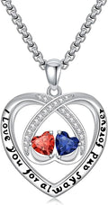 Birthstone Necklaces for Women I Love You for Always and Forever Heart Pendant Necklace Anniversary Jewelry Christmas Valentine Mothers Day Birthday Gifts for Her Wife Girlfriend
