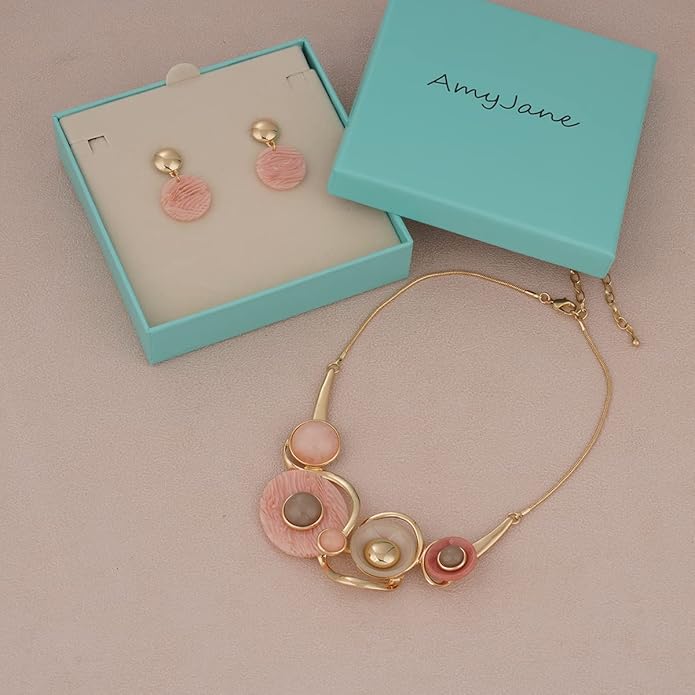 AMYJANE Vintage Statement Jewelry Set - Spring Leaf Flower Floral Plant Necklace Earring Set Crystal Rhinestone Fashion Costume Jewelry for Women Prom Party Unique Gift