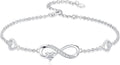 Dorunmo Infinity Heart Anklet Bracelet for Women 925 Sterling Silver Adjustable Infinity Birthstone Bracelet Friendship Jewelry Gifts for Women Birthday Christmas