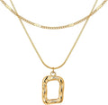 Evabelle Gold Layered Necklace for Women Trendy Jewelry 14K Real Gold Plated Chunky Chain Stackable Necklaces Dainty Choker Necklaces Rectangle Square Pendant