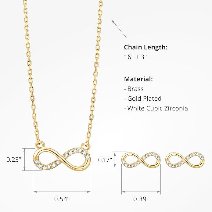 COBI Jewelry Set for Women, 18K Gold & Rhodium Plated CZ Necklace & Earrings, Clover Halo Infinity Solitaire Feather Designs, Dainty Crystal Pendant Sets, Trendy Fashion Gifts for Her