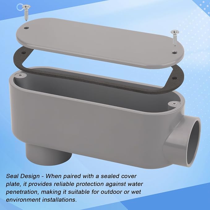 2Pack 1-1/4 Inch Rigid PVC Conduit Body Type LB 1.25IN PVC Conduit Bodies LB - Image 3