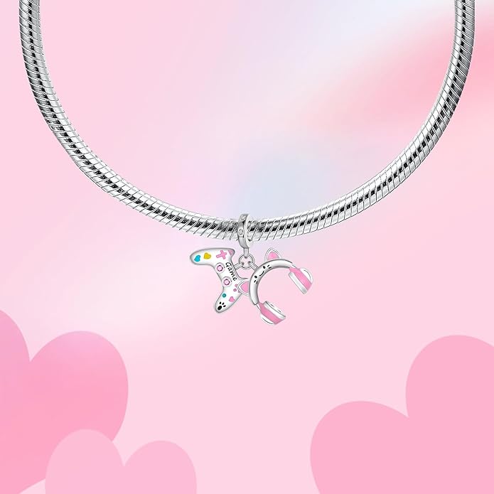 Birthday Fashion Love Heart Dangle Charm 925 Sterling Silver Charms fits Bracelets and Necklace Pendant Bead Charms Jewelry Present for Women Family Friends