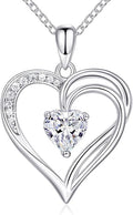 925 Sterling Silver Heart Necklace for Women Birthstone Necklace Silver Jewelry for Womens Jewelry Gifts for Women Her Mom