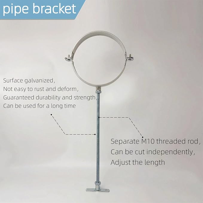 2 Sets 8 Inch Adjustable Pipe Bracket，Heavy Duty Galvanized Iron Stove Pipe - Image 6