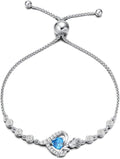 AGVANA Valentines Day Gifts Rosy Reverie Birthstone Bracelet for Women Sterling Silver Genuine or Created Gemstone Tennis Bracelet Rose Heart Jewelry Anniversary Birthday Gifts for Women Mom Wife Her