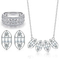 Gemlux 14K Gold Moissanite Ring Stud Earrings Necklace Set, Women's Luxury Three-Piece Jewelry Set, Classic Design for Daily Wear or Special Events