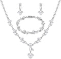 Hadskiss Wedding Jewelry Sets for Women/Brides/Bridesmaids, Cubic Zirconia Pearl Necklace Earrings Bracelet Set 18K Gold Plated Hypoallergenic Jewelry for Wedding Prom Party