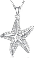 MONGAS Starfish Necklace for Women 925 Sterling Silver Starfish Pendant Beach Ocean Necklace Jewelry for Women