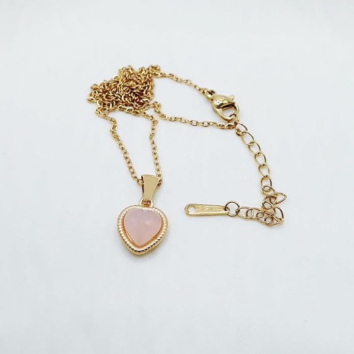 Cute Gold Heart Necklace for Women,18k Gold Plated Cubic Zirconia Charm Necklaces,Stainless Steel Women's Heart Stone Pendant Necklace for Women,16-18 Inches Adjustable Chain,Trendy Jewelry Gifts