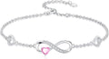 Dorunmo Infinity Heart Anklet Bracelet for Women 925 Sterling Silver Adjustable Infinity Birthstone Bracelet Friendship Jewelry Gifts for Women Birthday Christmas