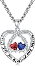 Birthstone Necklaces for Women I Love You for Always and Forever Heart Pendant Necklace Anniversary Jewelry Christmas Valentine Mothers Day Birthday Gifts for Her Wife Girlfriend