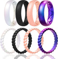 Egnaro Women's Bridal Rings Sets, Inner Arc Ergonomic Breathable Design Silicone Rubber Wedding Bands