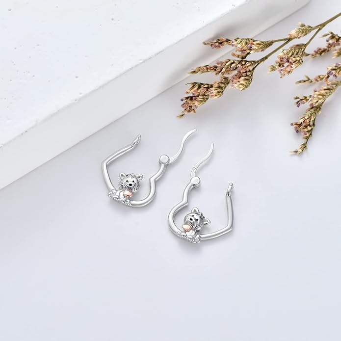 Hypoallergenic Earrings Rabbit Tiger Teddy Koala Puppy Panther Peacock Earrings Sterling Silver Animal Hug Hoop Earrings Jewelry Mothers Day Graduation Birthday Gifts for Women