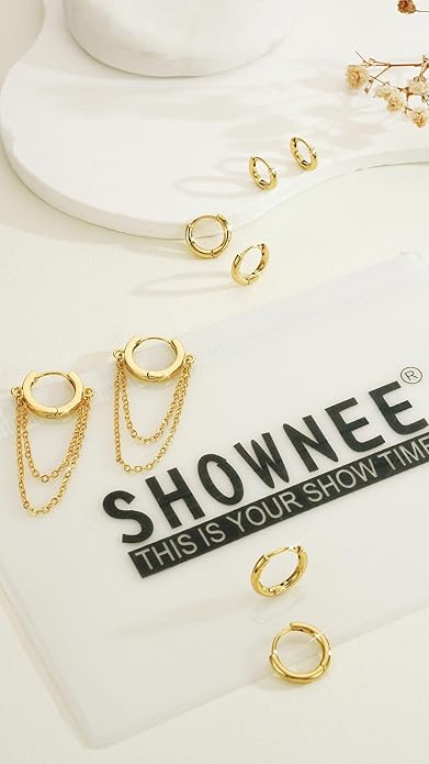 Tassel Chain Small Gold Hoop Dangle Earring For Women Huggie Earring Heart Star CZ 14K Gold Plated Fashion Jewelry Friendship Gift