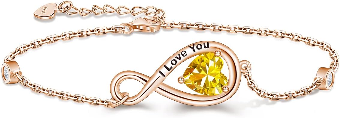 RIVIKO Infinity Love Heart Symbol Charm Bracelet for Women 925 Sterling Silver Adjustable Birthday Valentine’s Day Christmas Mothers Day Jewelry Gift for Mom Women Wife Her Friends