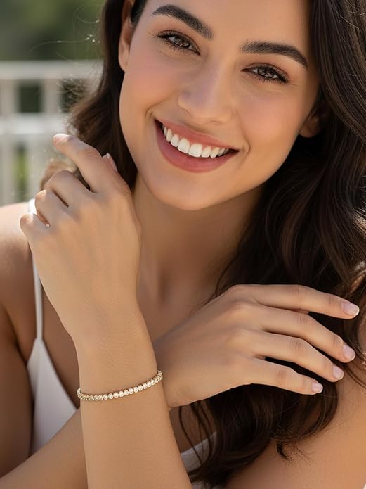 2mm/3mm Moissanite Adjustable Tennis Bracelet for Women, Authentic Solid 925 Sterling Silver, 5.5-7.5inch (14-19cm) with 2cm Extender Chain, Birthday Valentines Wedding Anniversary Ideal Gift for Her