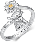 Animal Open Ring 925 Sterling Silver Koala/Panda/Highland Cow/Elephant Adjustable Ring Cute Animal Daisy Jewelry Gifts for Women