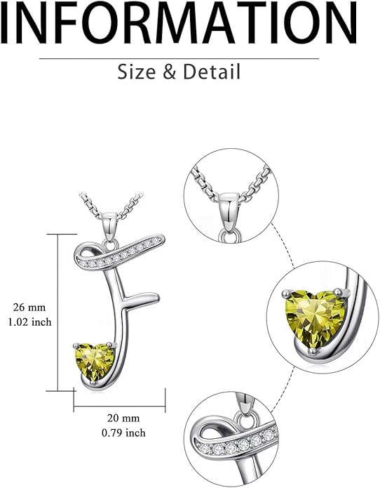 Valentines Day Gifts for Women Alphabet A to Z Initial Birthstone Pendant Necklaces for Women - 18k White Gold Plated Personalized Name Jewelry Valentine Mothers Day Birthday Gifts for Women Her Girlfriend