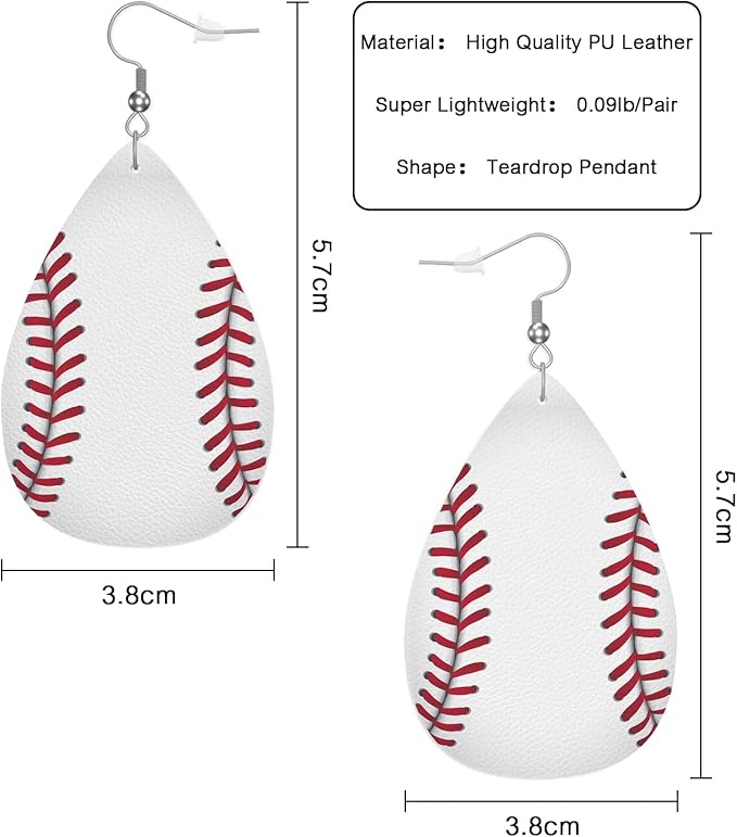 Baseball Teardrop Earrings For Women Friends Sport Ball Athletes Soccer Football Dangle Earrings Water Drop Earrings Leather Earrings