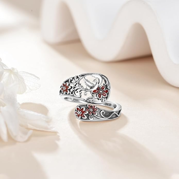 Animal Spoon Ring 925 Sterling Silver Adjustable Animal Spoon Ring Jewelry Gifts for Women Men