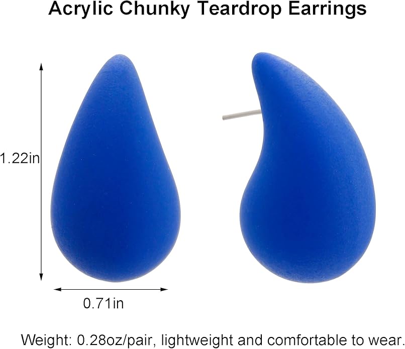 Chunky Acrylic Hoop Earrings, Lightweight Waterdrop Hoops Earrings, Hypoallergenic Trendy Jewelry for Women