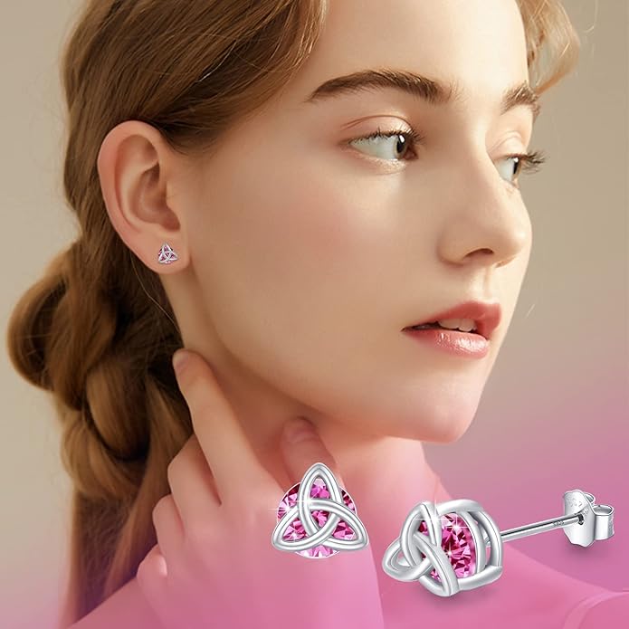 MEDWISE 925 Sterling Silver Birthstone Stud Earrings for Women Birthday Jewelry Gifts for Daughter Mother Women Valentines Day Gifts for Her
