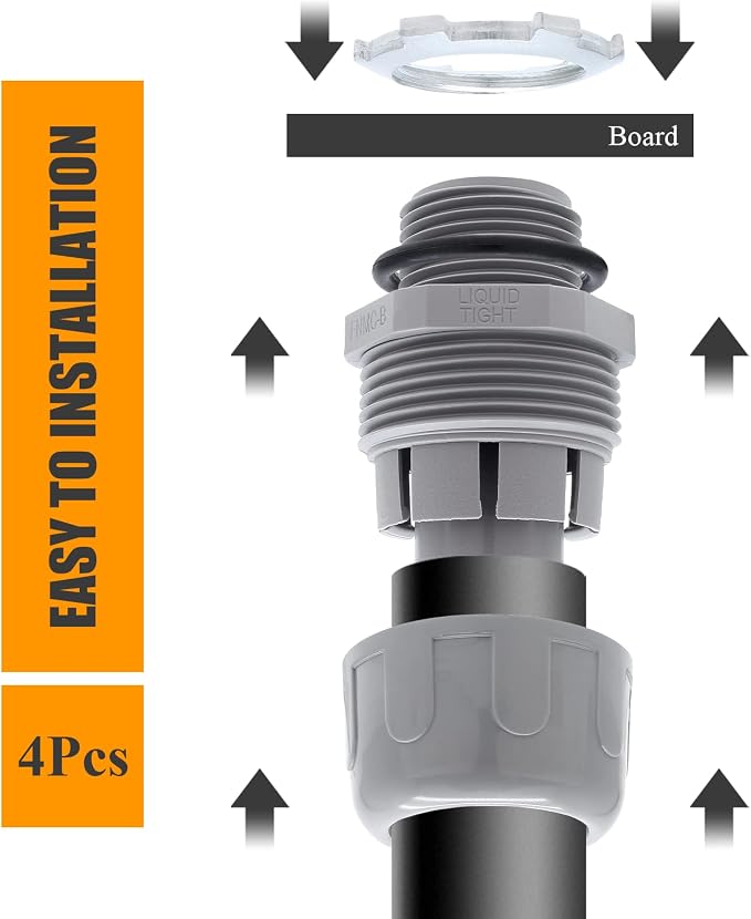 4Pcs NPT 1/2" Electrical Conduit Connector Fittings | 180D, PVC Non-metallic - Image 6