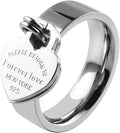 JINHUI Rings with Charms for Girlfriend, 6mm Heart Dangle Ring Graducation Gift 18k Gold Plated Ring Engraved Promise Ring Jewelry