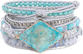 YGLINE Boho Handmade Wrap Leather Tube Crystal Stone Bracelet for Women