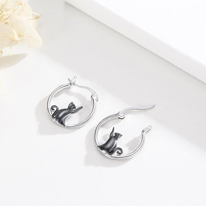 JUSTKIDSTOY Hypoallergenic Panda/Unicorn/Hummingbird/Dolphin Hoop Earrings for Women 925 Sterling Silver Animal Huggie Hoop Earrings Jewelry Gifts for Sensitive Ears
