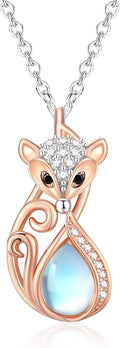 TUGHRA Christmas Gifts 925 Sterling Silver Fox Necklaces Dainty Animal Pendant Jewelry for Women Minimalist Nature-Inspired Gift for Her Boho Charm - Adjustable 18-20in Chain