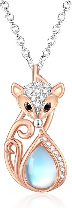 TUGHRA Christmas Gifts 925 Sterling Silver Fox Necklaces Dainty Animal Pendant Jewelry for Women Minimalist Nature-Inspired Gift for Her Boho Charm - Adjustable 18-20in Chain