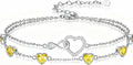 Prismata Infinity Birthstone Charm Link Bracelet 925 Sterling Silver Adjustable 12 Months Birthstone Infinity Bracelet Birthday Jewelry Gifts for Women Mom Her,with 7"+2" chain