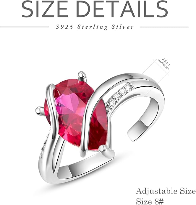 KINGWHYTE Adjustable Rings for Women Teardrop Pear Ring 925 Sterling Silver 0.85ct Teardrop Cubic Zirconia Open AdjustableThumb Ring for Women