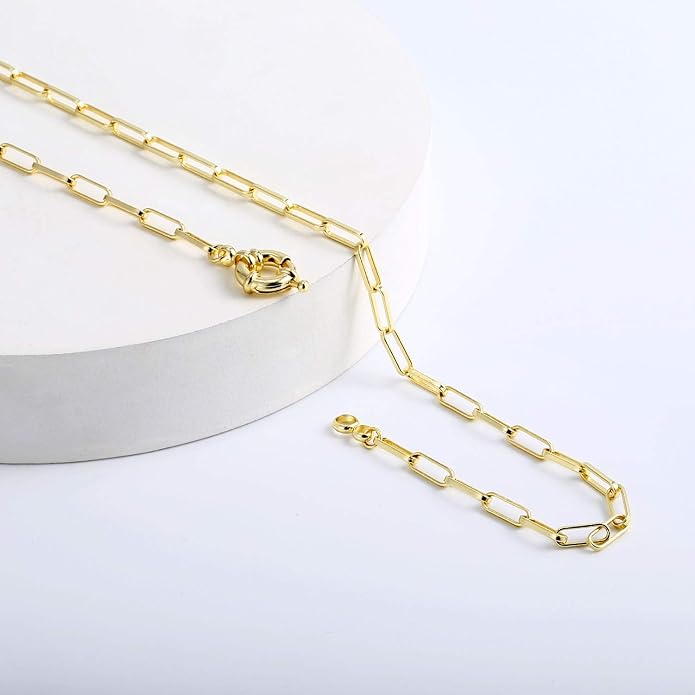 BOUTIQUELOVIN 14K Gold Plated Lock Necklace for Women Paperclip Link Chain Padlock Necklace Non-Tarnish