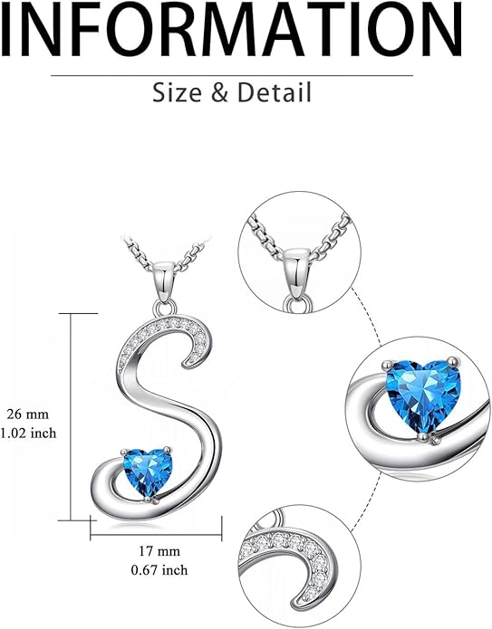 Valentines Day Gifts for Women Alphabet A to Z Initial Birthstone Pendant Necklaces for Women - 18k White Gold Plated Personalized Name Jewelry Valentine Mothers Day Birthday Gifts for Women Her Girlfriend